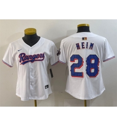 Women Texas Rangers 28 Jonah Heim White Gold Stitched Baseball Jersey Women Texas Rangers 28 Jonah Heim White Gold Stitched Baseball Jersey