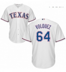 Youth Majestic Texas Rangers 64 Edinson Volquez Replica White Home Cool Base MLB Jersey Youth Majestic Texas Rangers 64 Edinson Volquez Replica White Home Cool Base MLB Jersey
