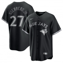 Men Toronto Blue Jays 27 Vladimir Guerrero Jr  Black Lights Out Limited Stitched Baseball Jersey