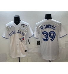 Men Toronto Blue Jays 39 Trey Yesavage White 2025 World Series Home Cool Base Stitched Baseball Jersey Men Toronto Blue Jays 39 Trey Yesavage White 2025 World Series Home Cool Base Stitched Baseball Jersey