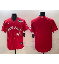 Men Toronto Blue Jays Blank Red 2025 World Series Home Cool Base Stitched Baseball Jersey