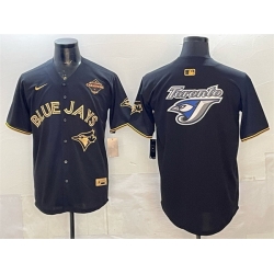 Men Toronto Blue Jays Team Big Logo Black Gold 2025 American League Champions Limited Stitched Baseball Jersey
