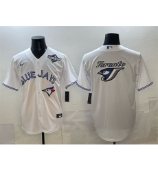 Men Toronto Blue Jays Team Big Logo White 2025 World Series Home Cool Base Stitched Baseball Jersey