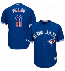 Mens Majestic Toronto Blue Jays 11 Kevin Pillar Replica Royal Blue USA Flag Fashion MLB Jersey Mens Majestic Toronto Blue Jays 11 Kevin Pillar Replica Royal Blue USA Flag Fashion MLB Jersey