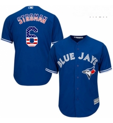 Mens Majestic Toronto Blue Jays 6 Marcus Stroman Replica Royal Blue USA Flag Fashion MLB Jersey Mens Majestic Toronto Blue Jays 6 Marcus Stroman Replica Royal Blue USA Flag Fashion MLB Jersey