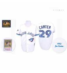 Mens Mitchell and Ness Toronto Blue Jays 29 Joe Carter Authentic White Throwback MLB Jersey Mens Mitchell and Ness Toronto Blue Jays 29 Joe Carter Authentic White Throwback MLB Jersey