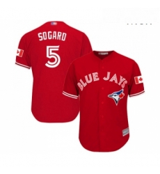 Mens Toronto Blue Jays 5 Eric Sogard Replica Scarlet Alternate Cool Base Baseball Jersey Mens Toronto Blue Jays 5 Eric Sogard Replica Scarlet Alternate Cool Base Baseball Jersey
