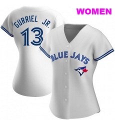 WOMEN'S TORONTO BLUE JAYS #13 LOURDES GURRIEL JR. WHITE HOME JERSEY WOMEN'S TORONTO BLUE JAYS #13 LOURDES GURRIEL JR. WHITE HOME JERSEY