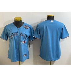 Women Toronto Blue Jays Blank Blue 2025 World Series Cool Base Stitched Baseball Jersey Women Toronto Blue Jays Blank Blue 2025 World Series Cool Base Stitched Baseball Jersey