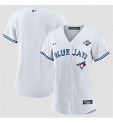 Women Toronto Blue Jays Blank White 2025 World Series Home Cool Base Stitched Baseball Jersey 