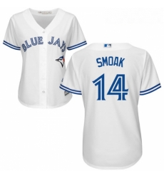 Womens Majestic Toronto Blue Jays 14 Justin Smoak Replica White Home MLB Jersey Womens Majestic Toronto Blue Jays 14 Justin Smoak Replica White Home MLB Jersey