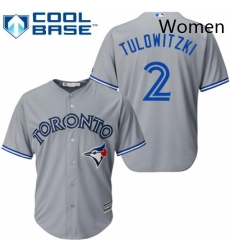 Womens Majestic Toronto Blue Jays 2 Troy Tulowitzki Replica Grey MLB Jersey Womens Majestic Toronto Blue Jays 2 Troy Tulowitzki Replica Grey MLB Jersey