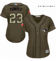 Womens Majestic Toronto Blue Jays 23 Dalton Pompey Replica Green Salute to Service MLB Jersey Womens Majestic Toronto Blue Jays 23 Dalton Pompey Replica Green Salute to Service MLB Jersey