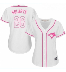Womens Majestic Toronto Blue Jays 26 Yangervis Solarte Authentic White Fashion Cool Base MLB Jersey Womens Majestic Toronto Blue Jays 26 Yangervis Solarte Authentic White Fashion Cool Base MLB Jersey