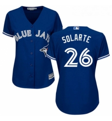 Womens Majestic Toronto Blue Jays 26 Yangervis Solarte Replica Blue Alternate MLB Jersey Womens Majestic Toronto Blue Jays 26 Yangervis Solarte Replica Blue Alternate MLB Jersey
