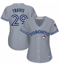 Womens Majestic Toronto Blue Jays 29 Devon Travis Replica Grey Road MLB Jersey Womens Majestic Toronto Blue Jays 29 Devon Travis Replica Grey Road MLB Jersey