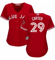 Womens Majestic Toronto Blue Jays 29 Joe Carter Authentic Scarlet Alternate MLB Jersey Womens Majestic Toronto Blue Jays 29 Joe Carter Authentic Scarlet Alternate MLB Jersey