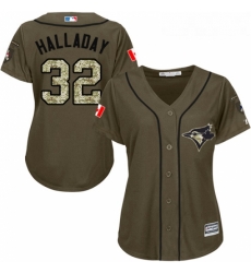 Womens Majestic Toronto Blue Jays 32 Roy Halladay Replica Green Salute to Service MLB Jersey Womens Majestic Toronto Blue Jays 32 Roy Halladay Replica Green Salute to Service MLB Jersey