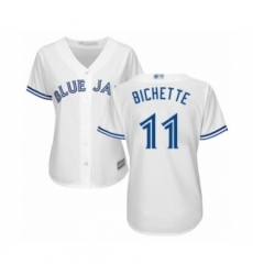 Women's Toronto Blue Jays #11 Bo Bichette Authentic White Home Baseball Player Jersey Women's Toronto Blue Jays #11 Bo Bichette Authentic White Home Baseball Player Jersey