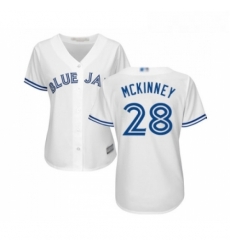 Womens Toronto Blue Jays 28 Billy McKinney Replica White Home Baseball Jersey Womens Toronto Blue Jays 28 Billy McKinney Replica White Home Baseball Jersey