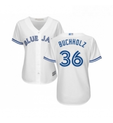Womens Toronto Blue Jays 36 Clay Buchholz Replica White Home Baseball Jersey Womens Toronto Blue Jays 36 Clay Buchholz Replica White Home Baseball Jersey