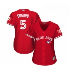 Womens Toronto Blue Jays 5 Eric Sogard Replica Scarlet Alternate Baseball Jersey Womens Toronto Blue Jays 5 Eric Sogard Replica Scarlet Alternate Baseball Jersey