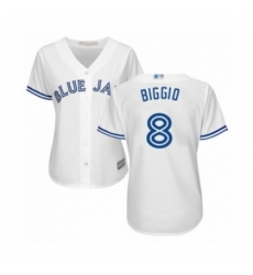 Women's Toronto Blue Jays #8 Cavan Biggio Authentic White Home Baseball Player Jersey Women's Toronto Blue Jays #8 Cavan Biggio Authentic White Home Baseball Player Jersey