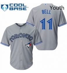 Youth Majestic Toronto Blue Jays 11 George Bell Replica Grey Road MLB Jersey Youth Majestic Toronto Blue Jays 11 George Bell Replica Grey Road MLB Jersey