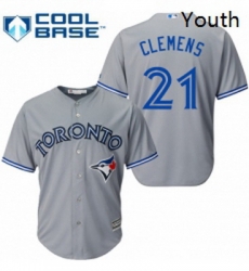 Youth Majestic Toronto Blue Jays 21 Roger Clemens Authentic Grey Road MLB Jersey Youth Majestic Toronto Blue Jays 21 Roger Clemens Authentic Grey Road MLB Jersey