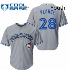 Youth Majestic Toronto Blue Jays 28 Steve Pearce Replica Grey Road MLB Jersey Youth Majestic Toronto Blue Jays 28 Steve Pearce Replica Grey Road MLB Jersey