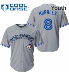 Youth Majestic Toronto Blue Jays 8 Kendrys Morales Replica Grey Road MLB Jersey Youth Majestic Toronto Blue Jays 8 Kendrys Morales Replica Grey Road MLB Jersey