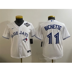 Youth Toronto Blue Jays 11 Bo Bichette White 2025 World Series Cool Base Stitched Baseball Jersey