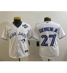 Youth Toronto Blue Jays 27 Vladimir Guerrero Jr  White 2025 World Series Cool Base Stitched Baseball Jersey