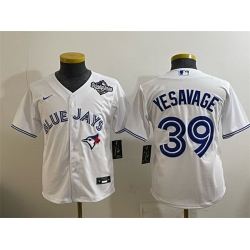 Youth Toronto Blue Jays 39 Trey Yesavage White 2025 World Series Cool Base Stitched Baseball Jersey