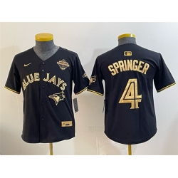 Youth Toronto Blue Jays 4 George Springer Black Gold 2025 American League Champions Limited Stitched Baseball Jersey