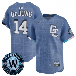 Men Washington Nationals 14 Paul DeJong Blue 2025 City Connect Limited Stitched Baseball Jersey
