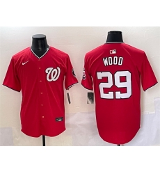 Men Washington Nationals 29 James Wood Red Limited Stitched Baseball Jersey