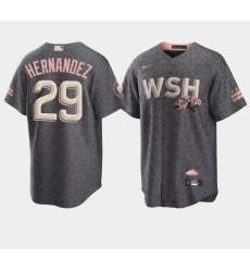 Men Washington Nationals 29 Yadiel Hernandez 2022 Grey City Connect Cherry Blossom Cool Base Stitched jersey Men Washington Nationals 29 Yadiel Hernandez 2022 Grey City Connect Cherry Blossom Cool Base Stitched jersey