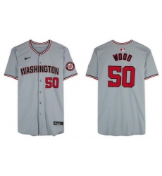 Men Washington Nationals 50 James Wood Gray Limited Stitched Baseball Jersey