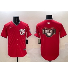 Men Washington Nationals Team Big Logo Red Limited Stitched Baseball Jersey