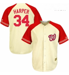 Mens Majestic Washington Nationals 34 Bryce Harper Authentic CreamRed Exclusive MLB Jersey Mens Majestic Washington Nationals 34 Bryce Harper Authentic CreamRed Exclusive MLB Jersey