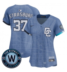 Women Washington Nationals 37 Stephen Strasburg Blue 2025 City Connect Limited Stitched Baseball Jersey Women Washington Nationals 37 Stephen Strasburg Blue 2025 City Connect Limited Stitched Baseball Jersey
