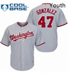 Youth Majestic Washington Nationals 47 Gio Gonzalez Replica Grey Road Cool Base MLB Jersey Youth Majestic Washington Nationals 47 Gio Gonzalez Replica Grey Road Cool Base MLB Jersey