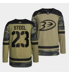 Men Anaheim Ducks 23 Sam Steel 2022 Camo Military Appreciation Night Stitched jersey Men Anaheim Ducks 23 Sam Steel 2022 Camo Military Appreciation Night Stitched jersey
