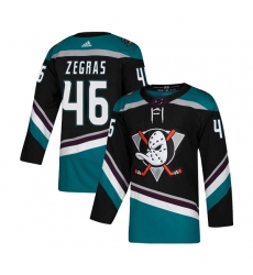 Men Anaheim Ducks 46 Trevor Zegras Black Teal Stitched Jersey Men Anaheim Ducks 46 Trevor Zegras Black Teal Stitched Jersey