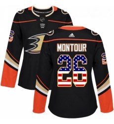 Womens Adidas Anaheim Ducks 26 Brandon Montour Authentic Black USA Flag Fashion NHL Jersey Womens Adidas Anaheim Ducks 26 Brandon Montour Authentic Black USA Flag Fashion NHL Jersey