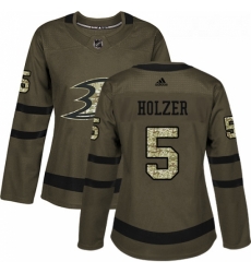 Womens Adidas Anaheim Ducks 5 Korbinian Holzer Authentic Green Salute to Service NHL Jersey Womens Adidas Anaheim Ducks 5 Korbinian Holzer Authentic Green Salute to Service NHL Jersey