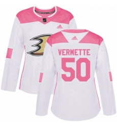 Womens Adidas Anaheim Ducks 50 Antoine Vermette Authentic WhitePink Fashion NHL Jersey Womens Adidas Anaheim Ducks 50 Antoine Vermette Authentic WhitePink Fashion NHL Jersey