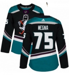 Womens Adidas Anaheim Ducks 75 Jaycob Megna Authentic Black Teal Third NHL Jersey Womens Adidas Anaheim Ducks 75 Jaycob Megna Authentic Black Teal Third NHL Jersey