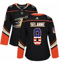 Womens Adidas Anaheim Ducks 8 Teemu Selanne Authentic Black USA Flag Fashion NHL Jersey Womens Adidas Anaheim Ducks 8 Teemu Selanne Authentic Black USA Flag Fashion NHL Jersey
